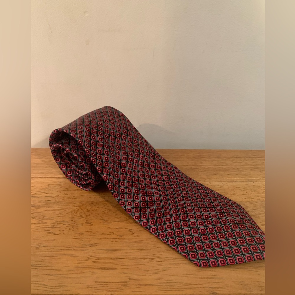 Burma Bibas Silk Red and Grey Tie
